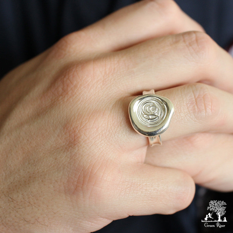 Sterling Silver Wax Seal Ring - Initial Monogram D