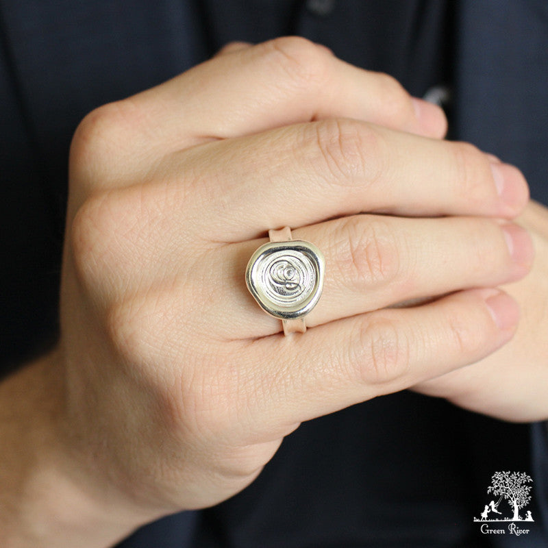 Sterling Silver Wax Seal Ring - Initial Monogram P