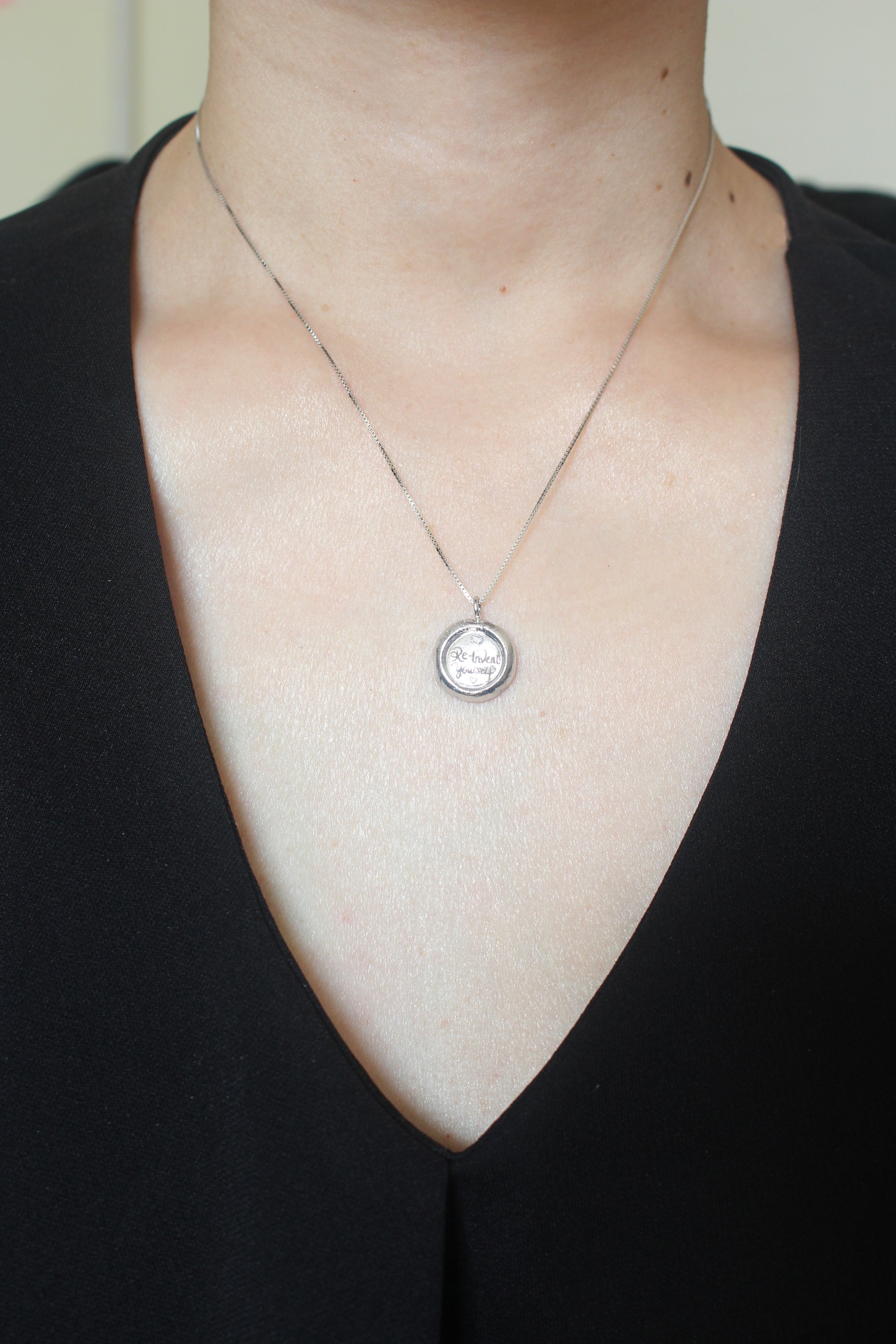 I Am Grateful - Empowerment Diamond Silver Necklace