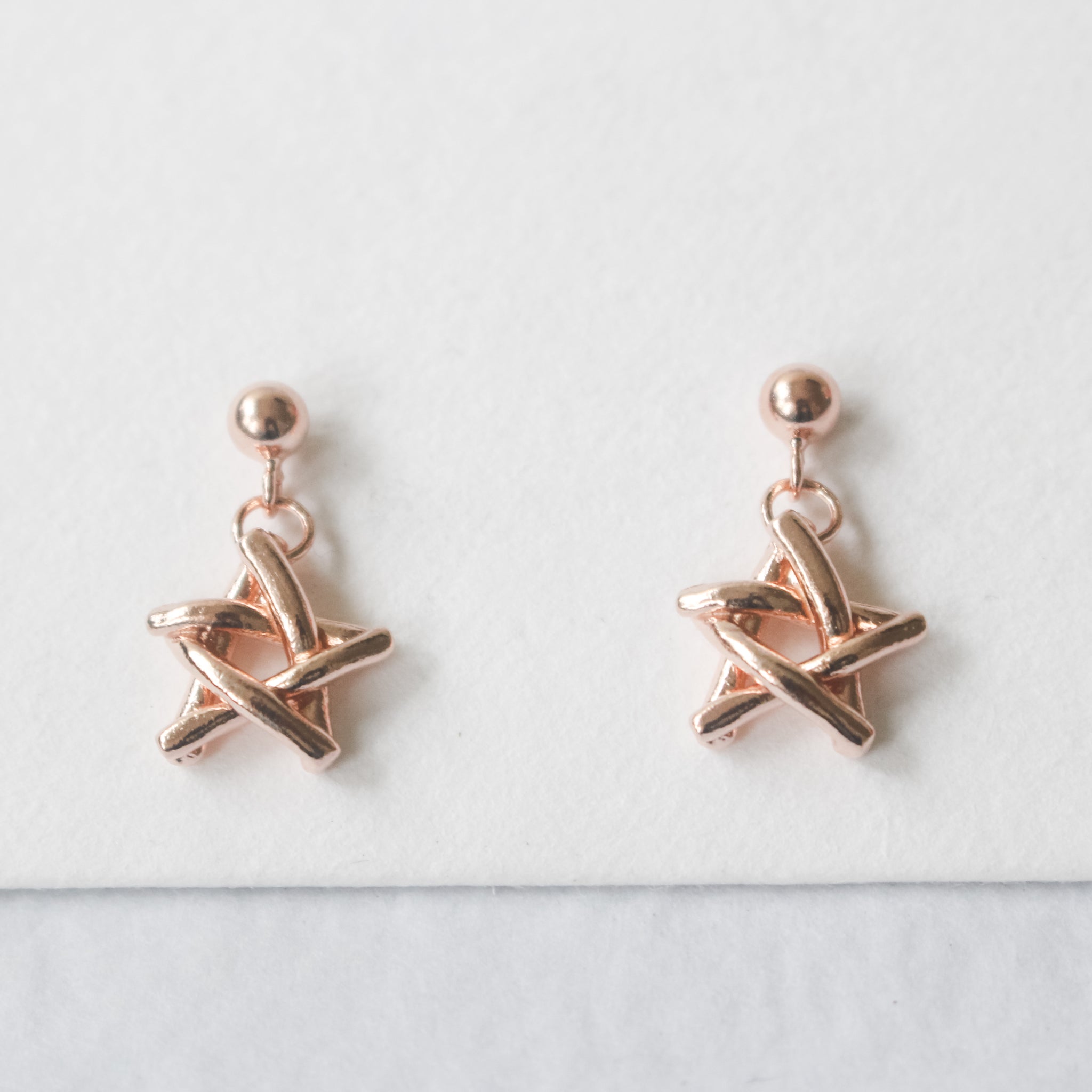 Small Matchstick Star Earrings in Sterling Silver and Rose Gold / Toothpick Star Silver Earrings / Silver Star Earrings/ Christmas Star Earrings