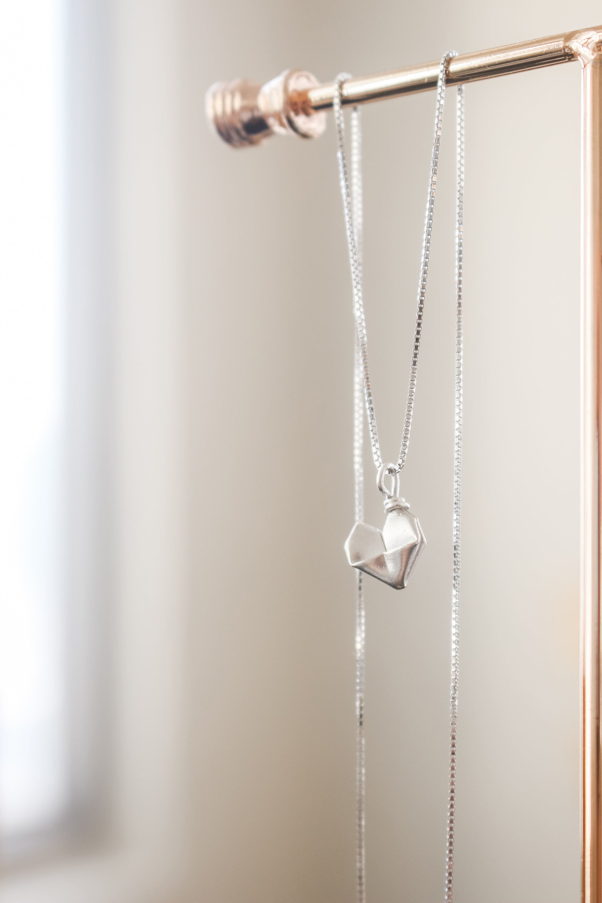 Silver Origami Mini Heart Necklace (8mm)