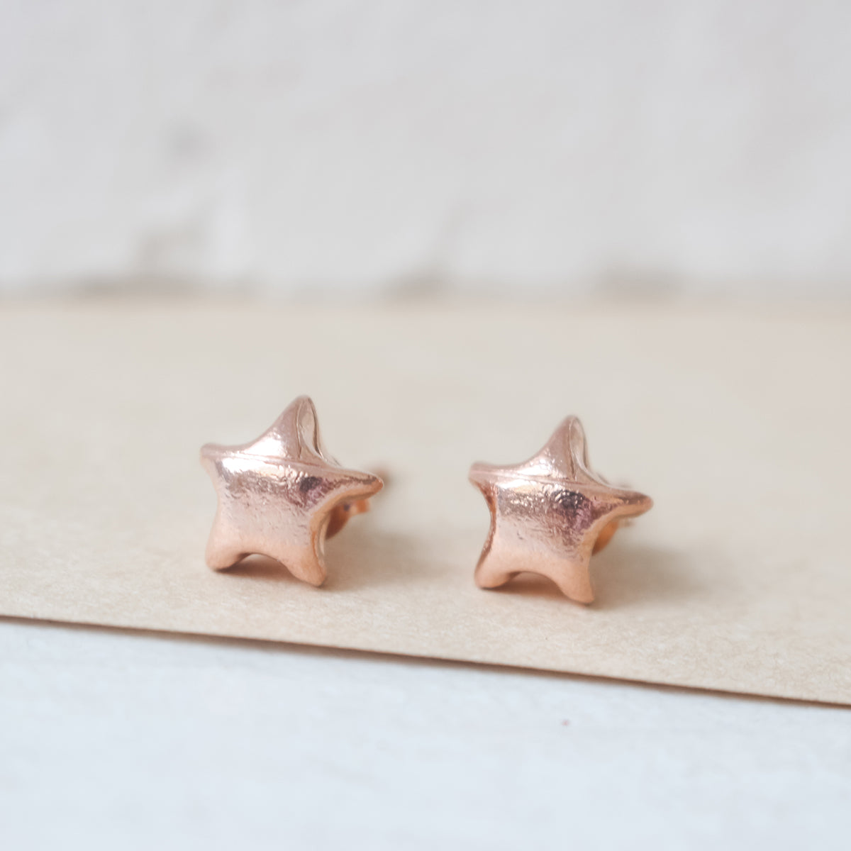 Rose Gold Plated 925 Sterling Silver Origami Lucky Star Earrings
