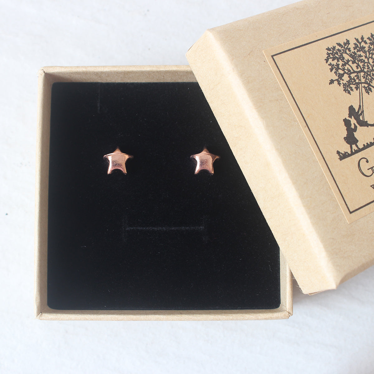 Rose Gold Plated 925 Sterling Silver Origami Lucky Star Earrings