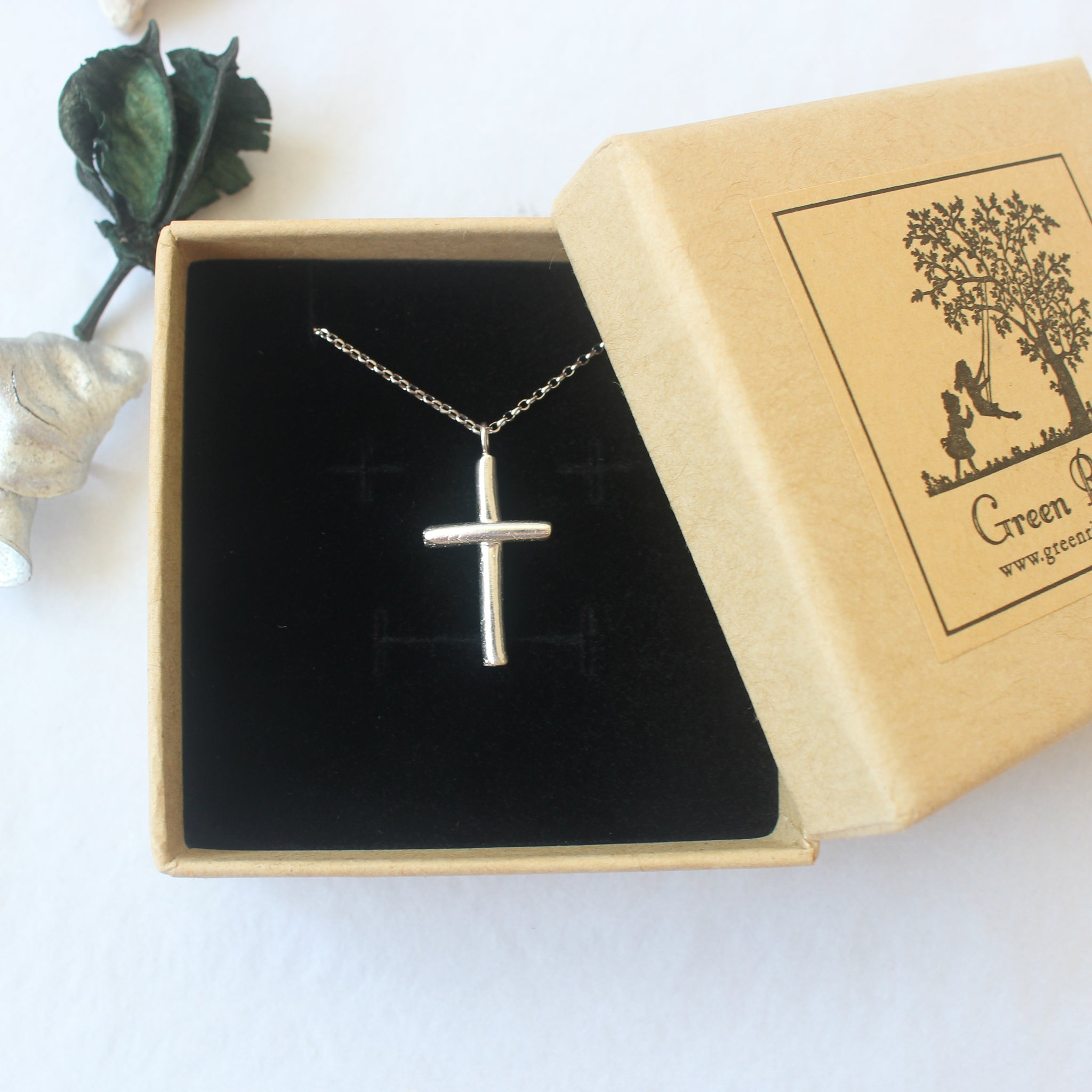 Sterling Silver Diamond Cross Necklace (Big) Plain or Engraved
