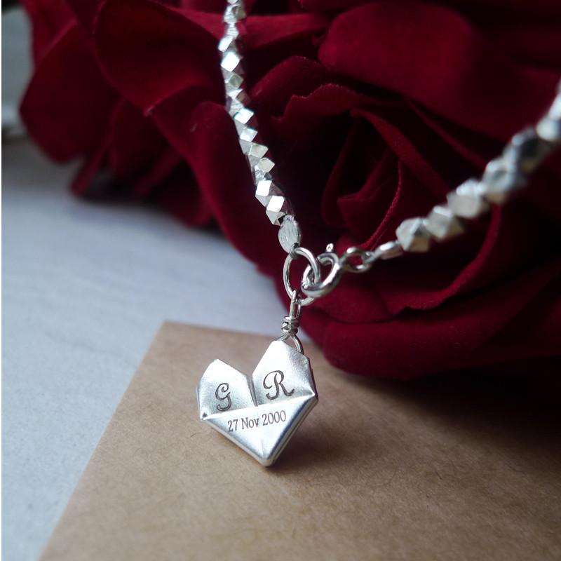 Silver Origami Heart Bracelet