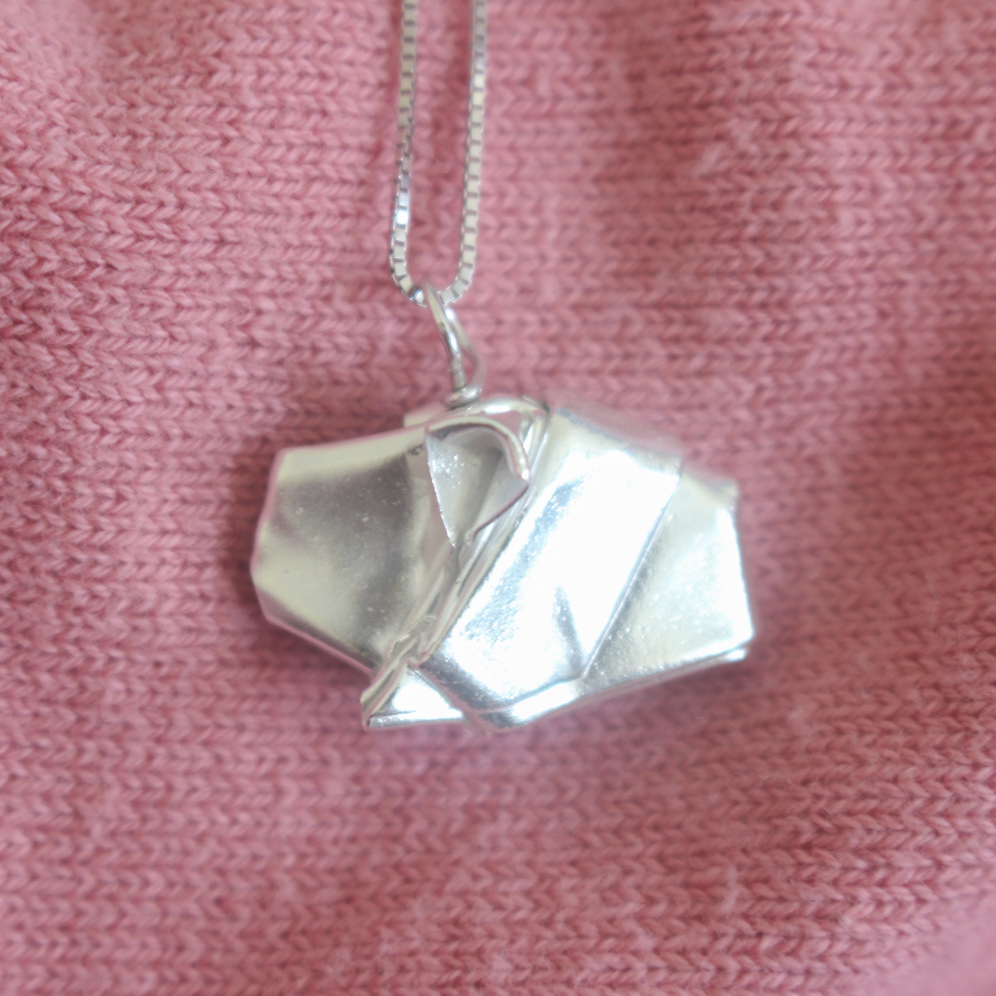 Silver Origami Hamster Necklace