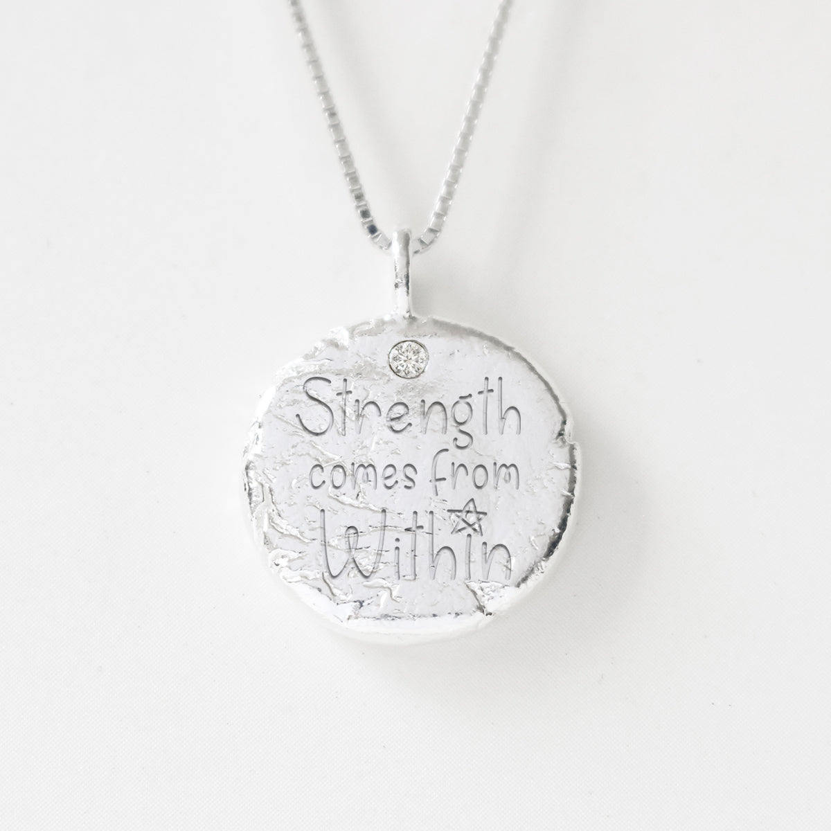 Strength Comes From Within - Empowerment Diamond Silver Necklace