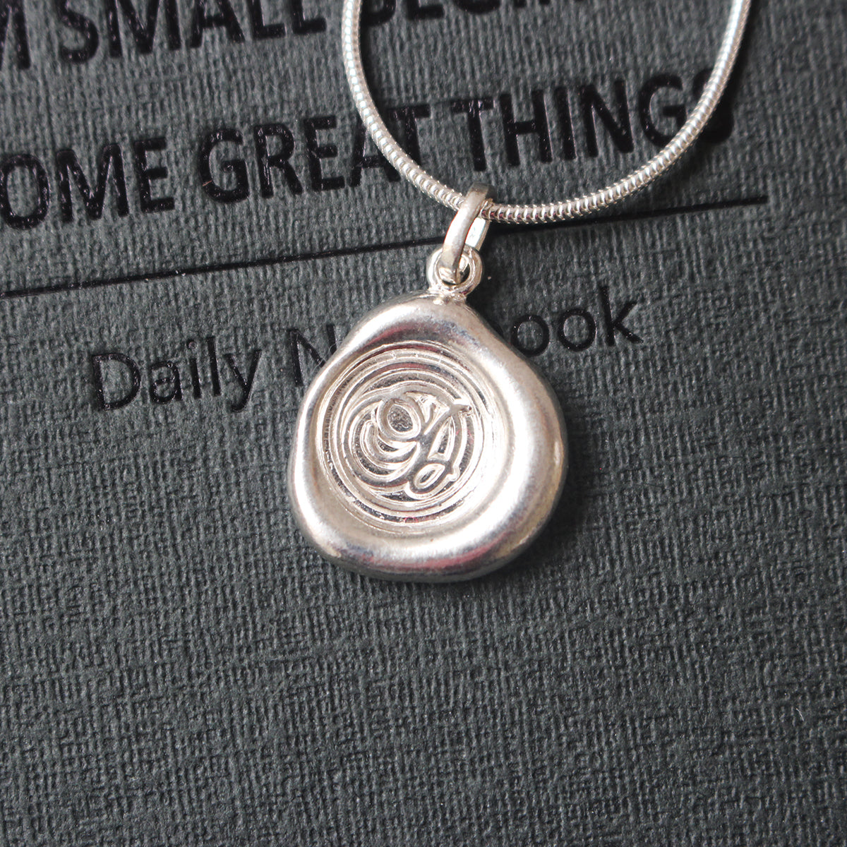 Sterling Silver Wax Seal Necklace - Initial Monogram D