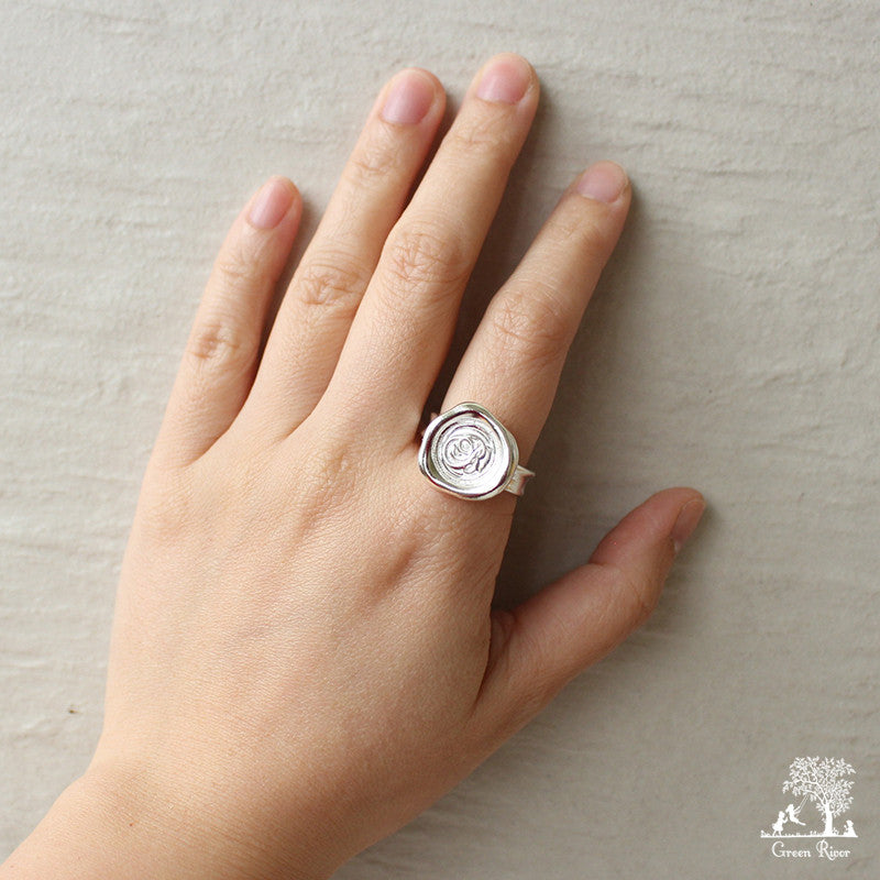 Sterling Silver Wax Seal Ring - Initial Monogram B