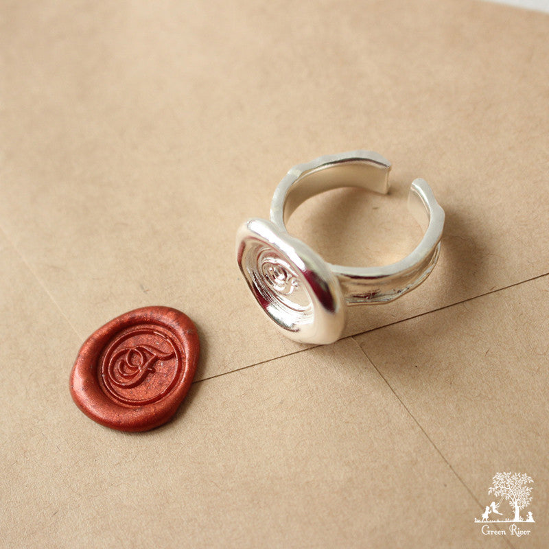 Sterling Silver Wax Seal Ring - Initial Monogram F