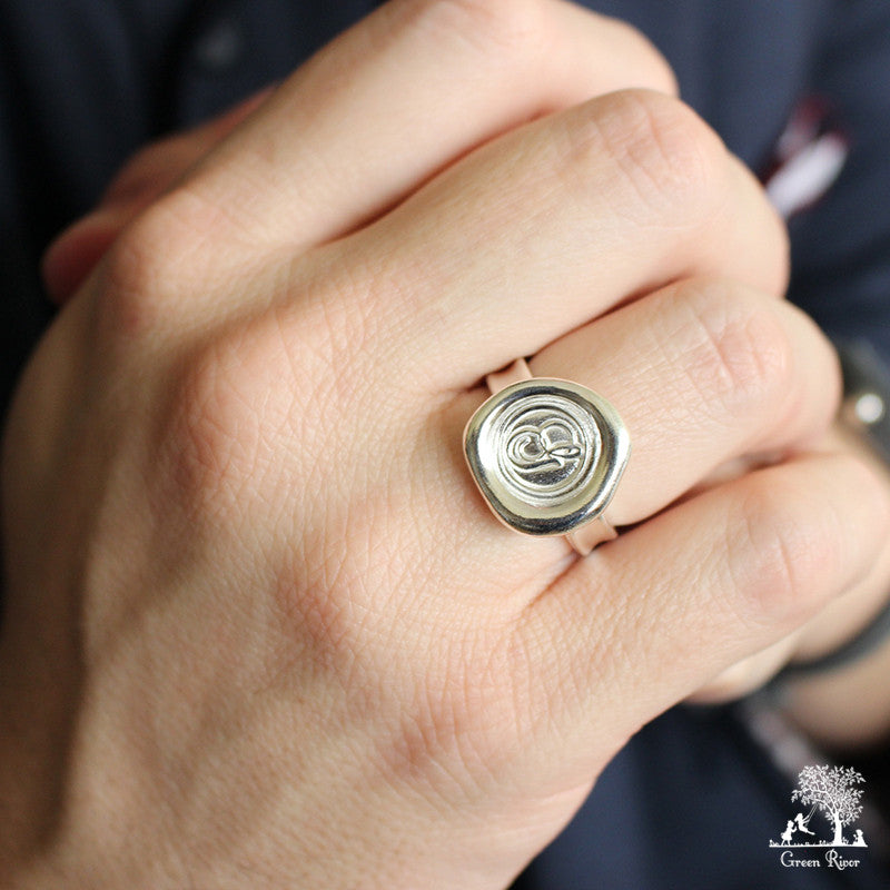 Sterling Silver Wax Seal Ring - Initial Monogram G