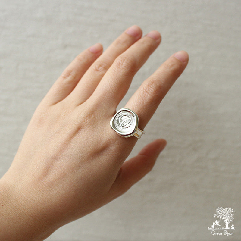 Sterling Silver Wax Seal Ring - Initial Monogram O