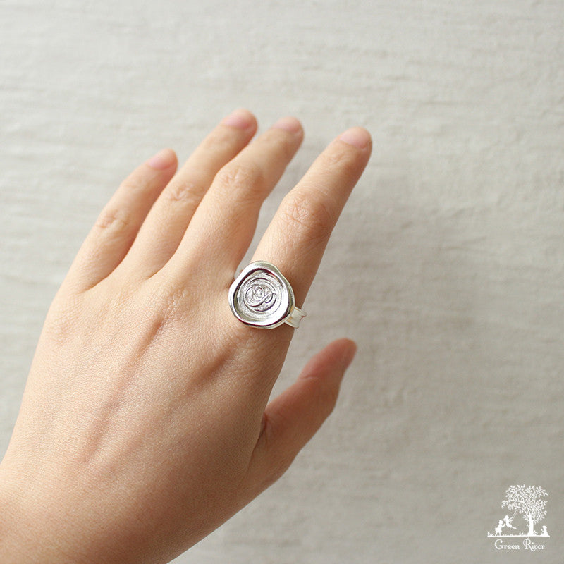 Sterling Silver Wax Seal Ring - Initial Monogram P