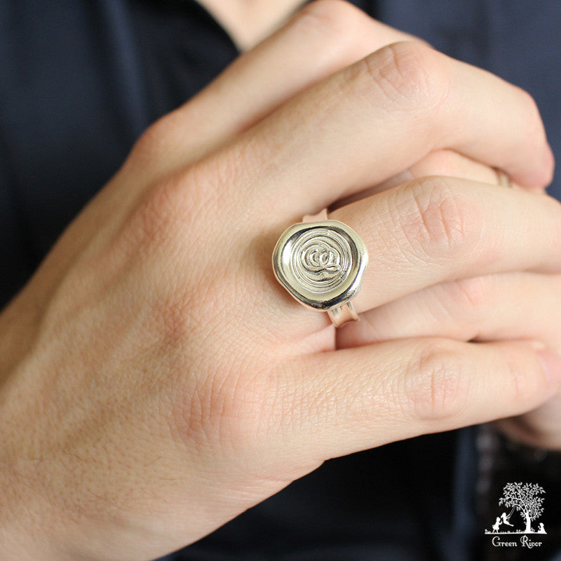 Sterling Silver Wax Seal Ring - Initial Monogram S