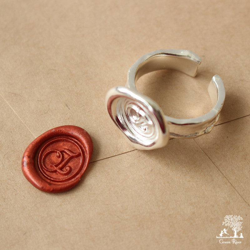 Sterling Silver Wax Seal Ring - Initial Monogram Z