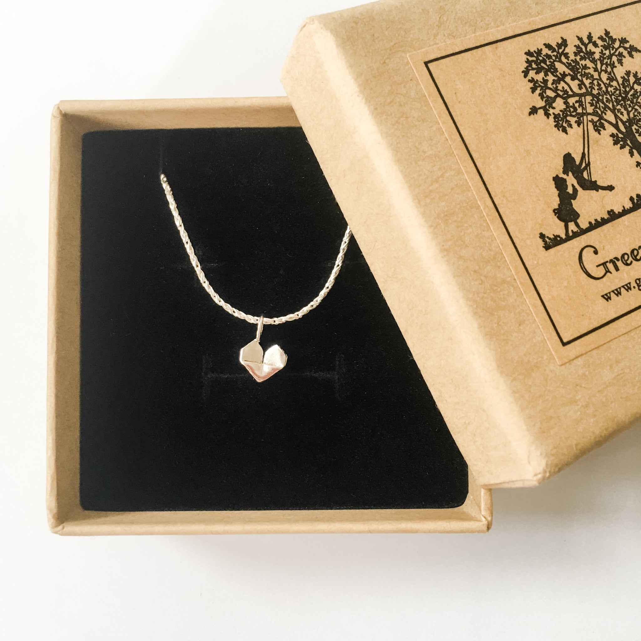 925 Silver Origami Heart Thin Bracelet