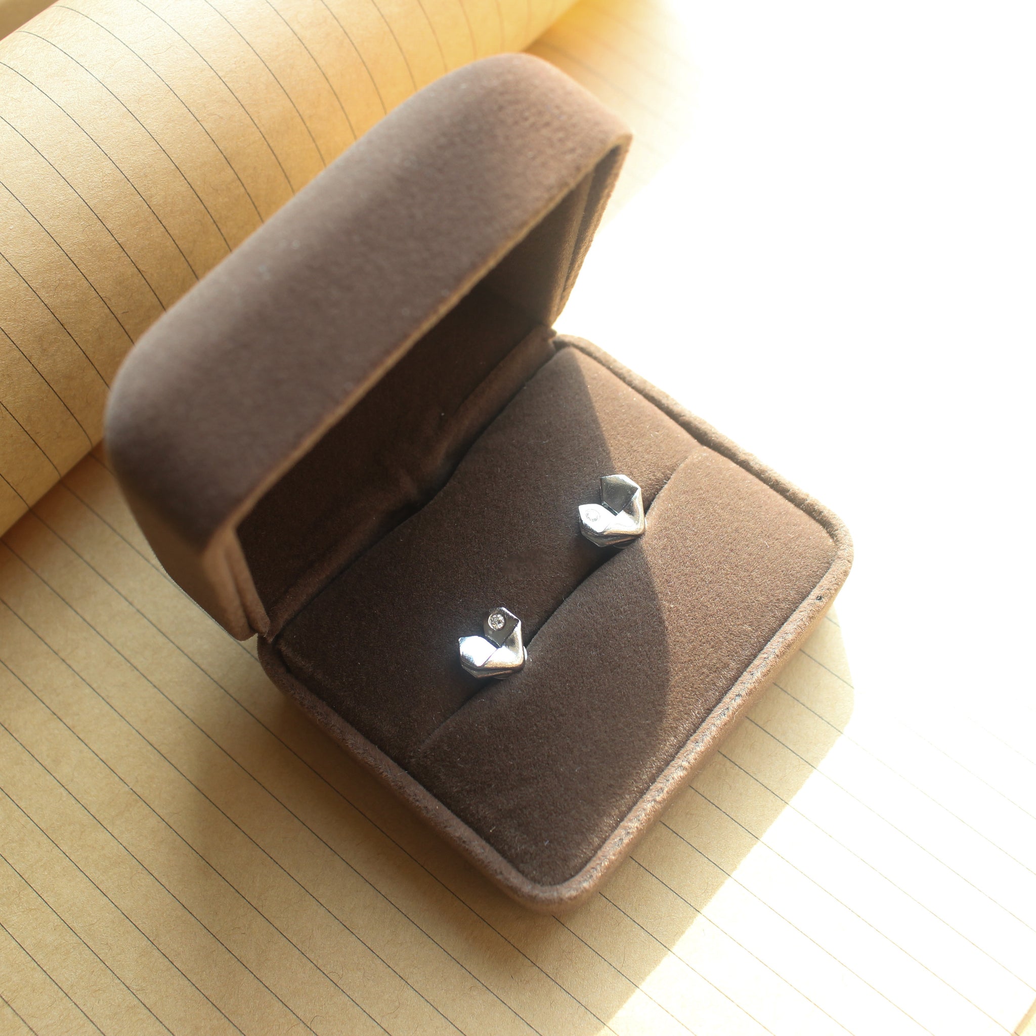 925 Silver Origami Heart Diamond Earrings