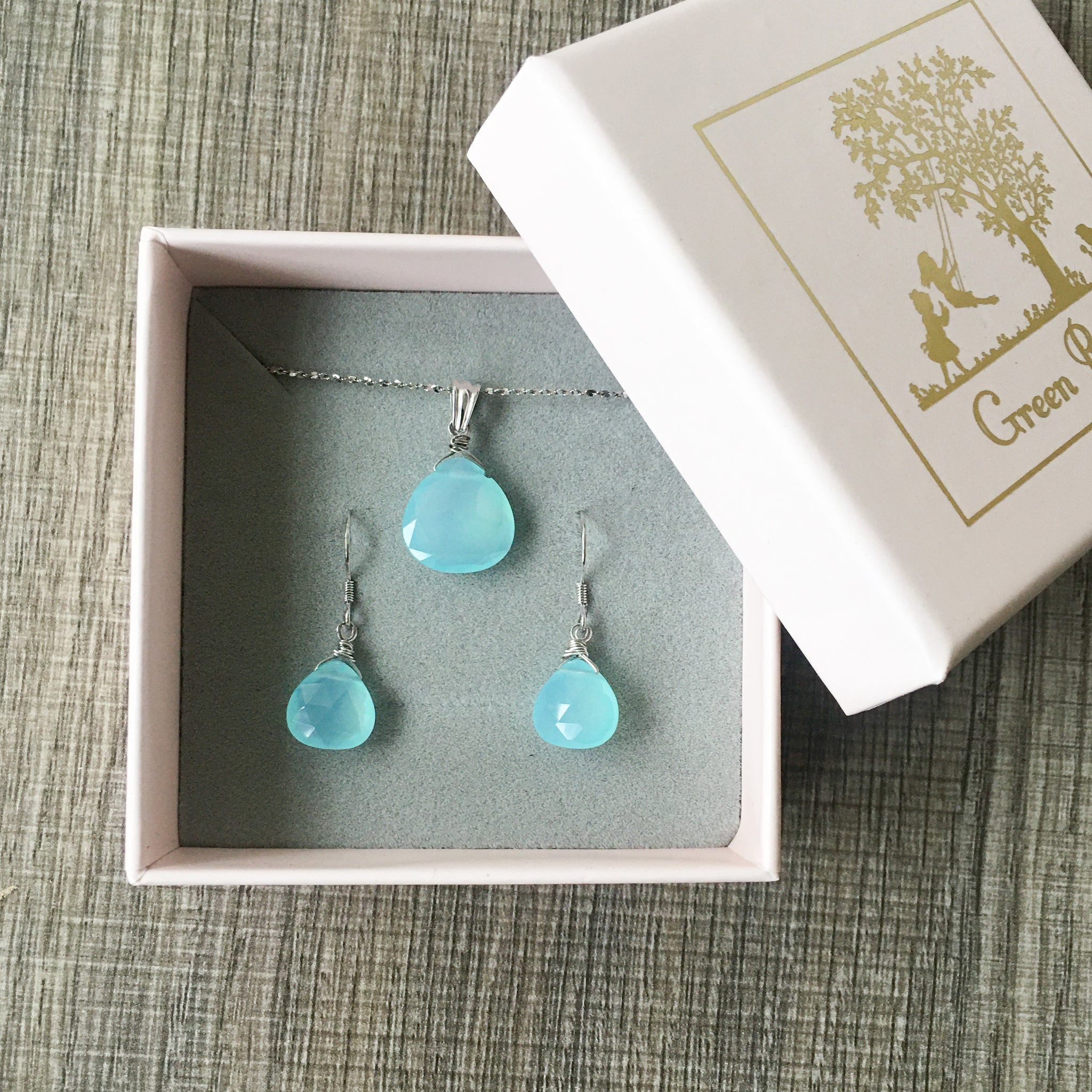 Aquamarine Earrings and Necklace