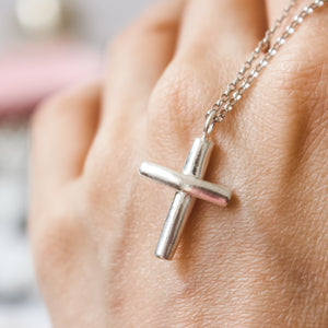 Sterling Silver Engraved Monogram Cross Necklace - 9022276