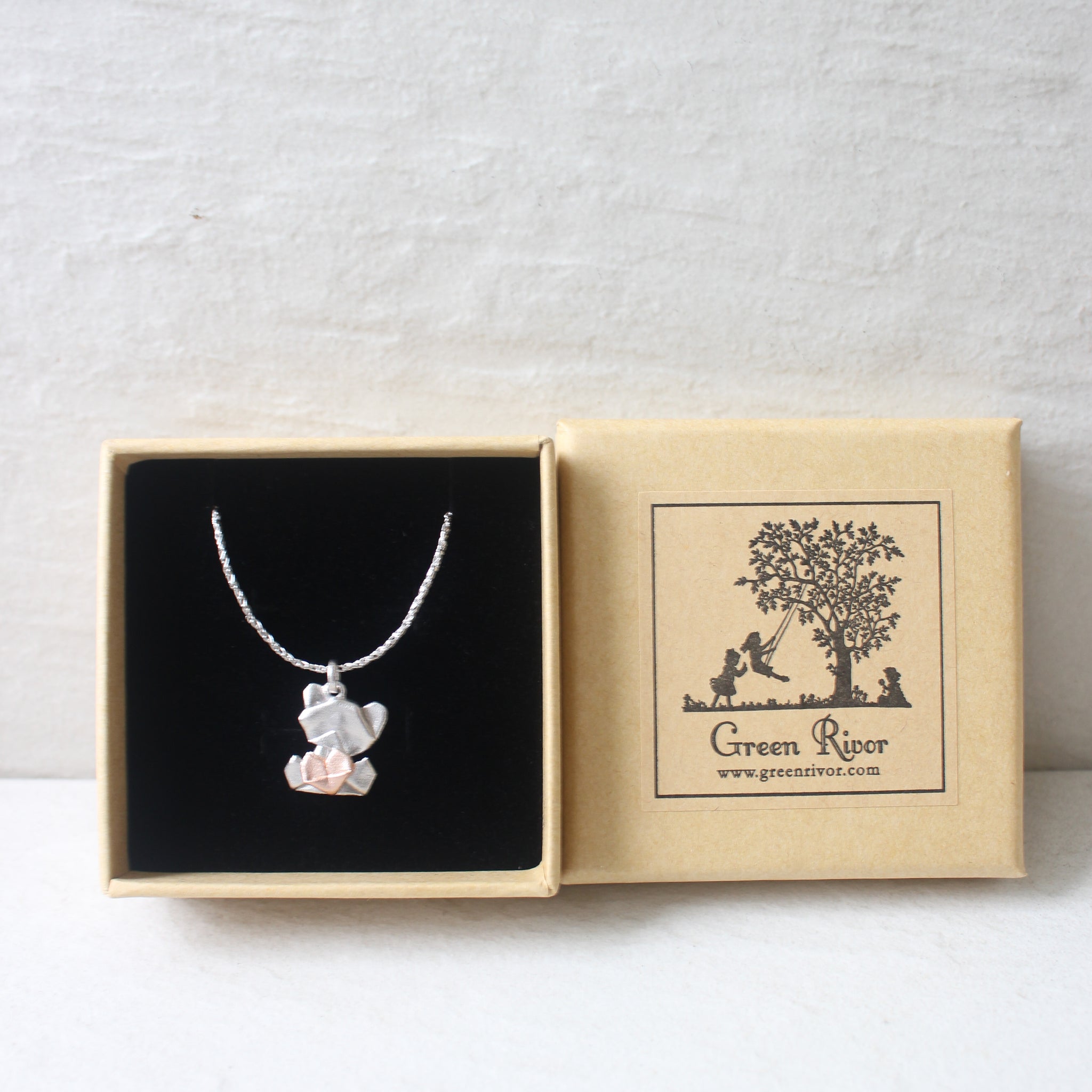 Bear My Love - 925 Silver Origami Bear My Love Necklace (Big/Silver/Matte)