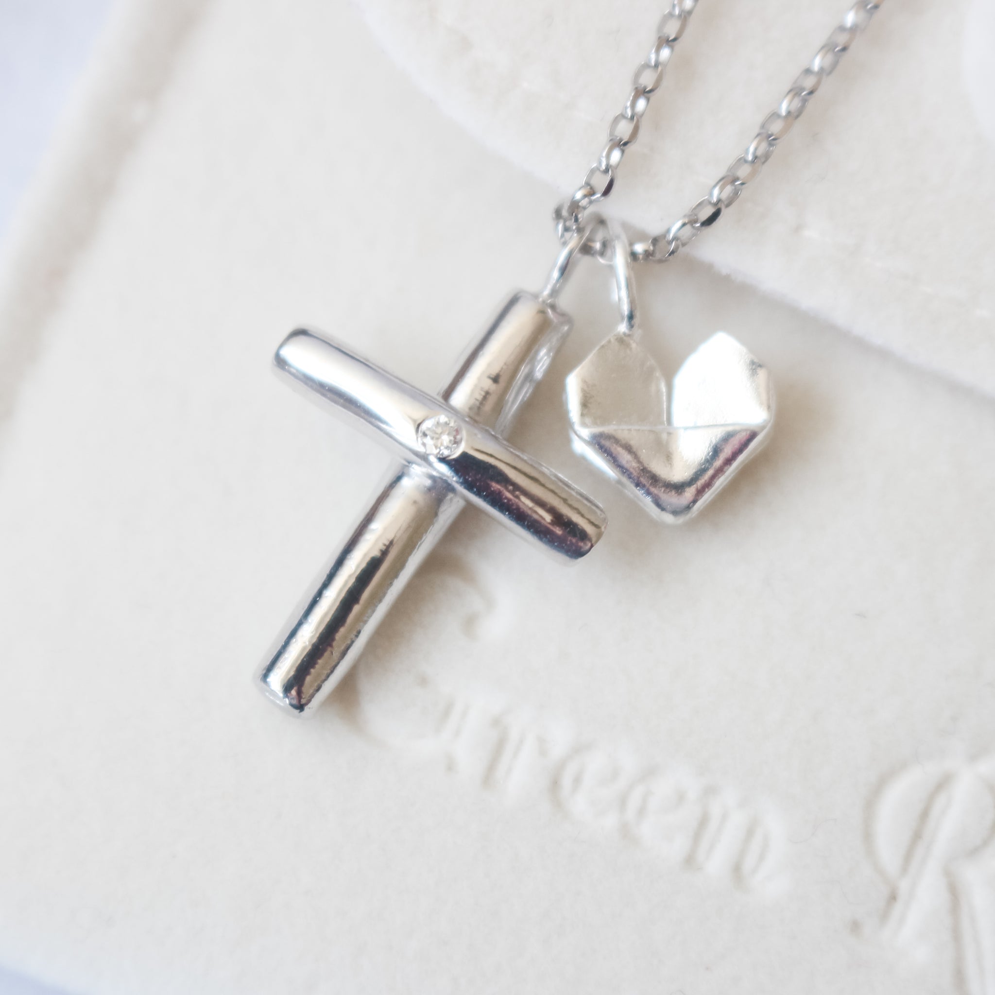 Heart Cross Necklace In 9ct Mixed Gold By Songs of Ink and Steel |  notonthehighstreet.com