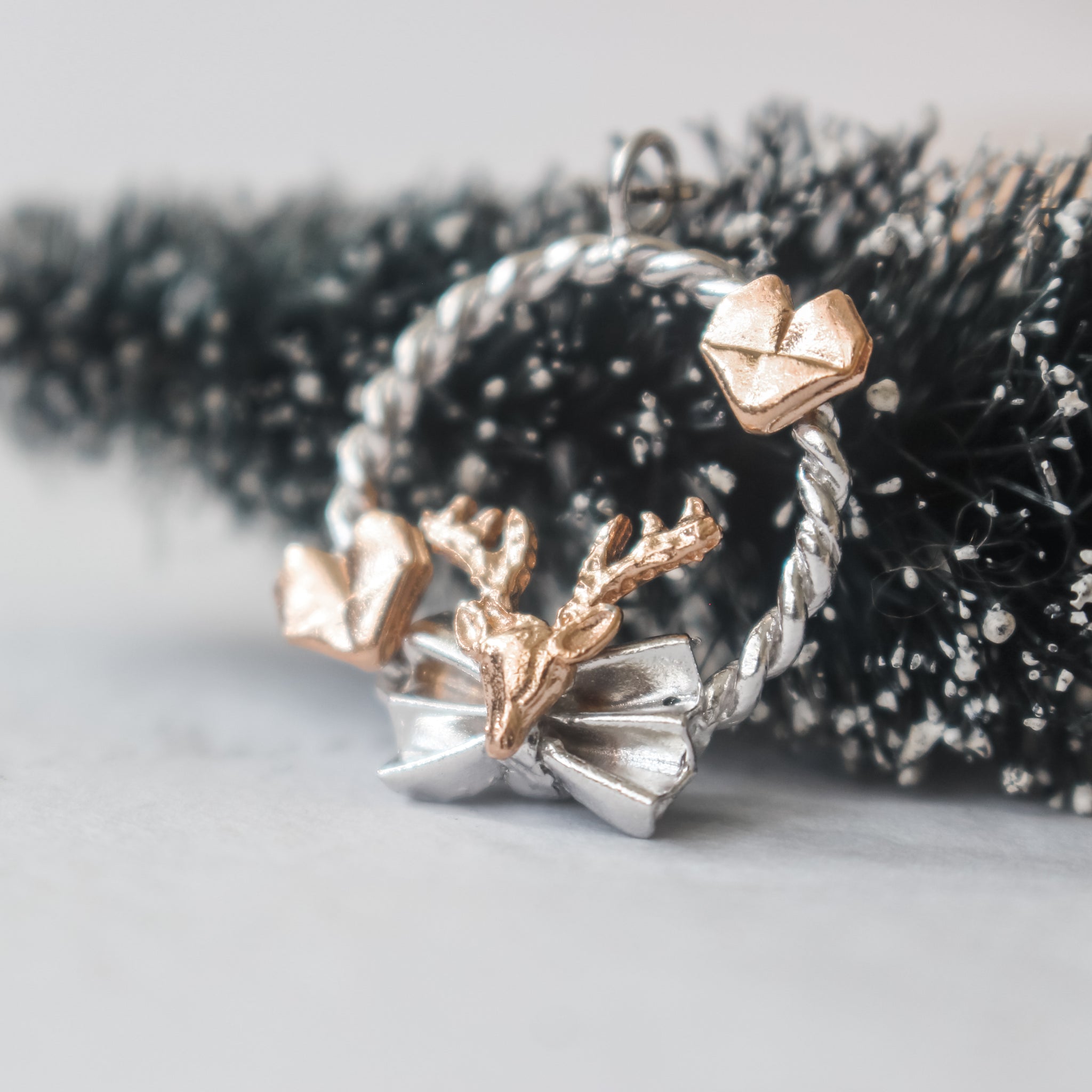 925 Silver Origami Reindeer Love Necklace