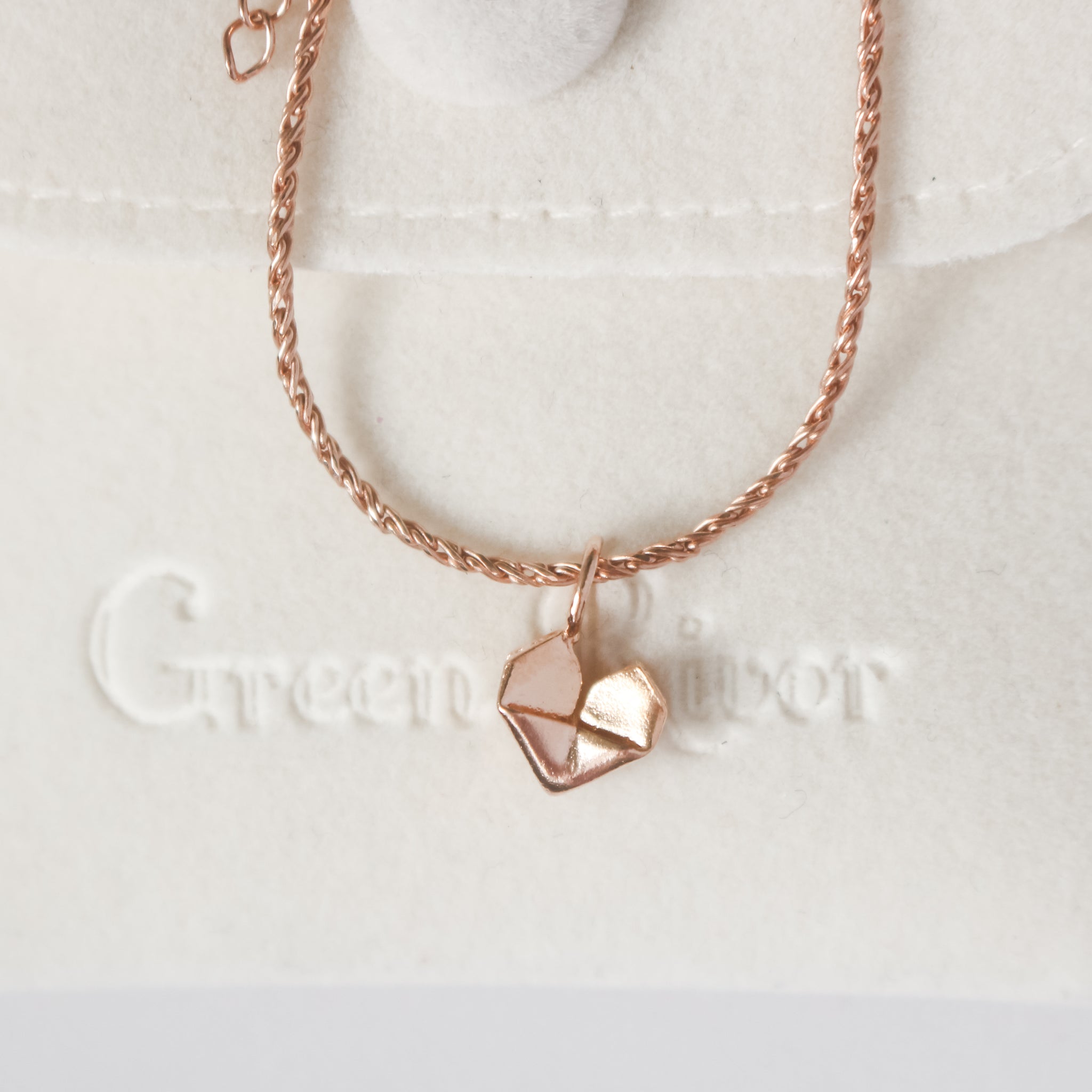 925 Silver Rose Gold Plated Origami Heart Thin Bracelet