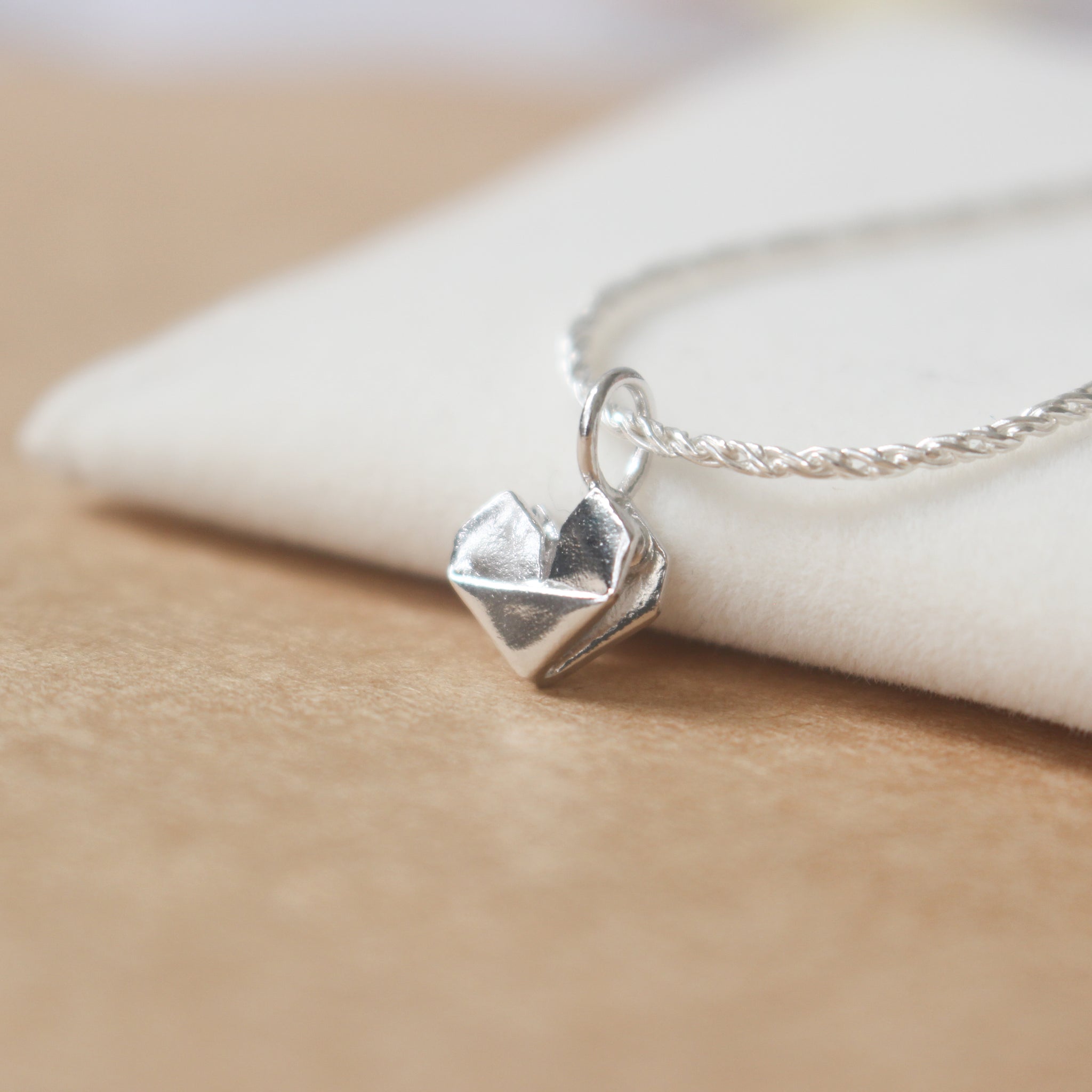 925 Silver Origami Heart Thin Bracelet