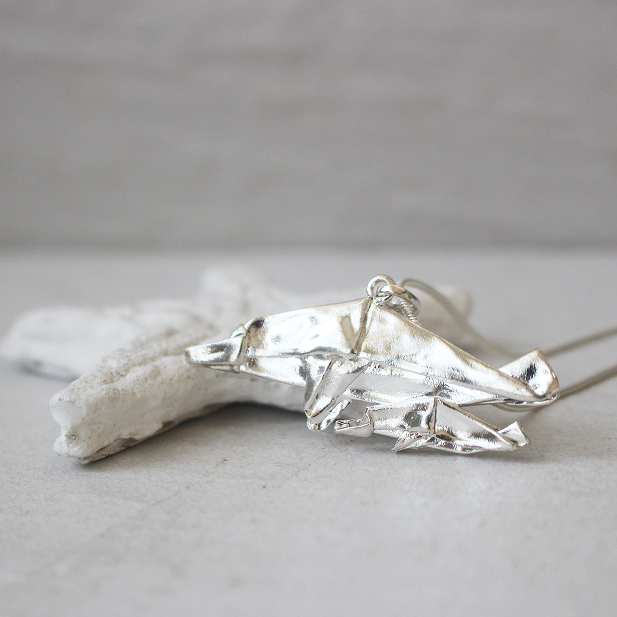 Silver Origami Dolphine Necklace