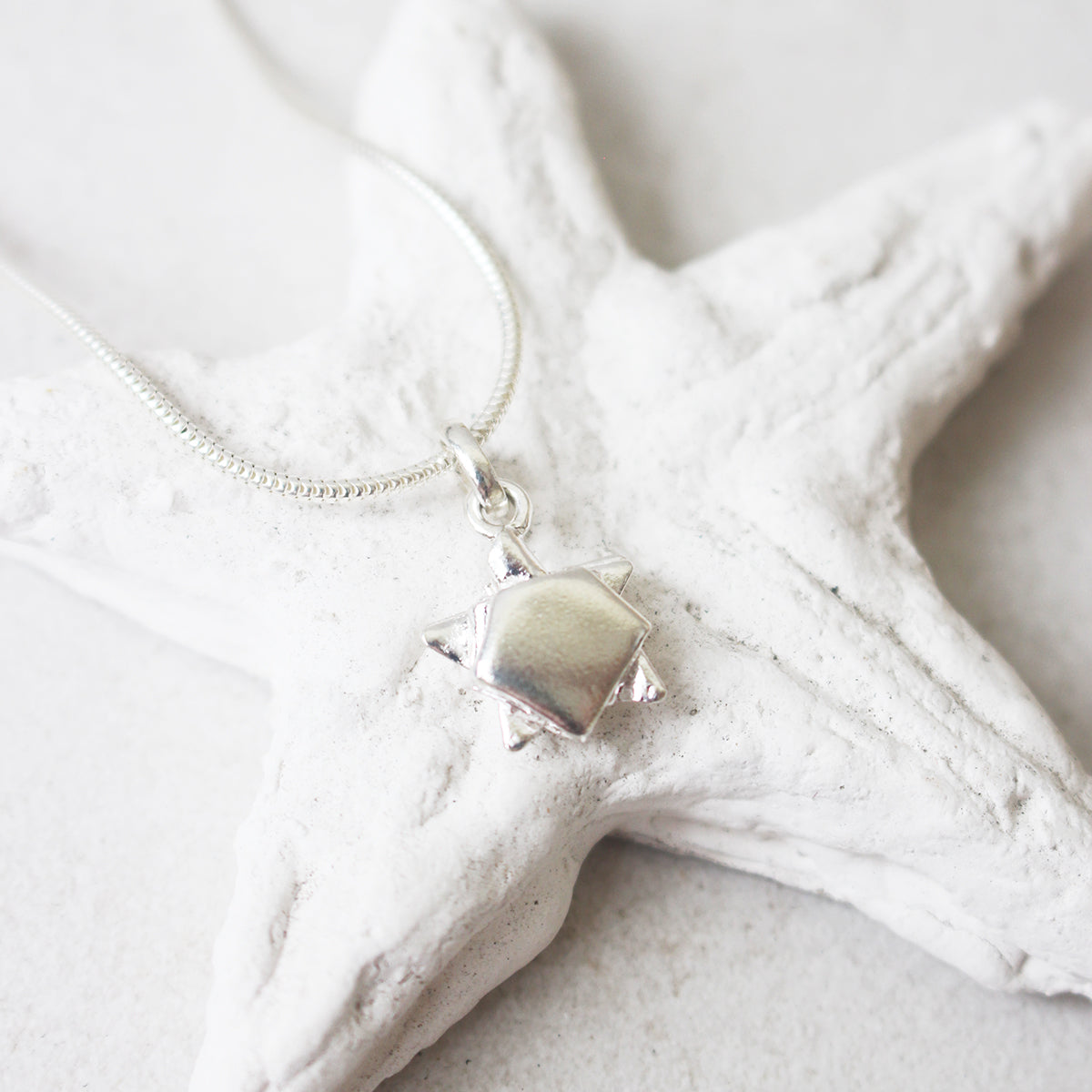 Silver Origami Small Turtle Necklace