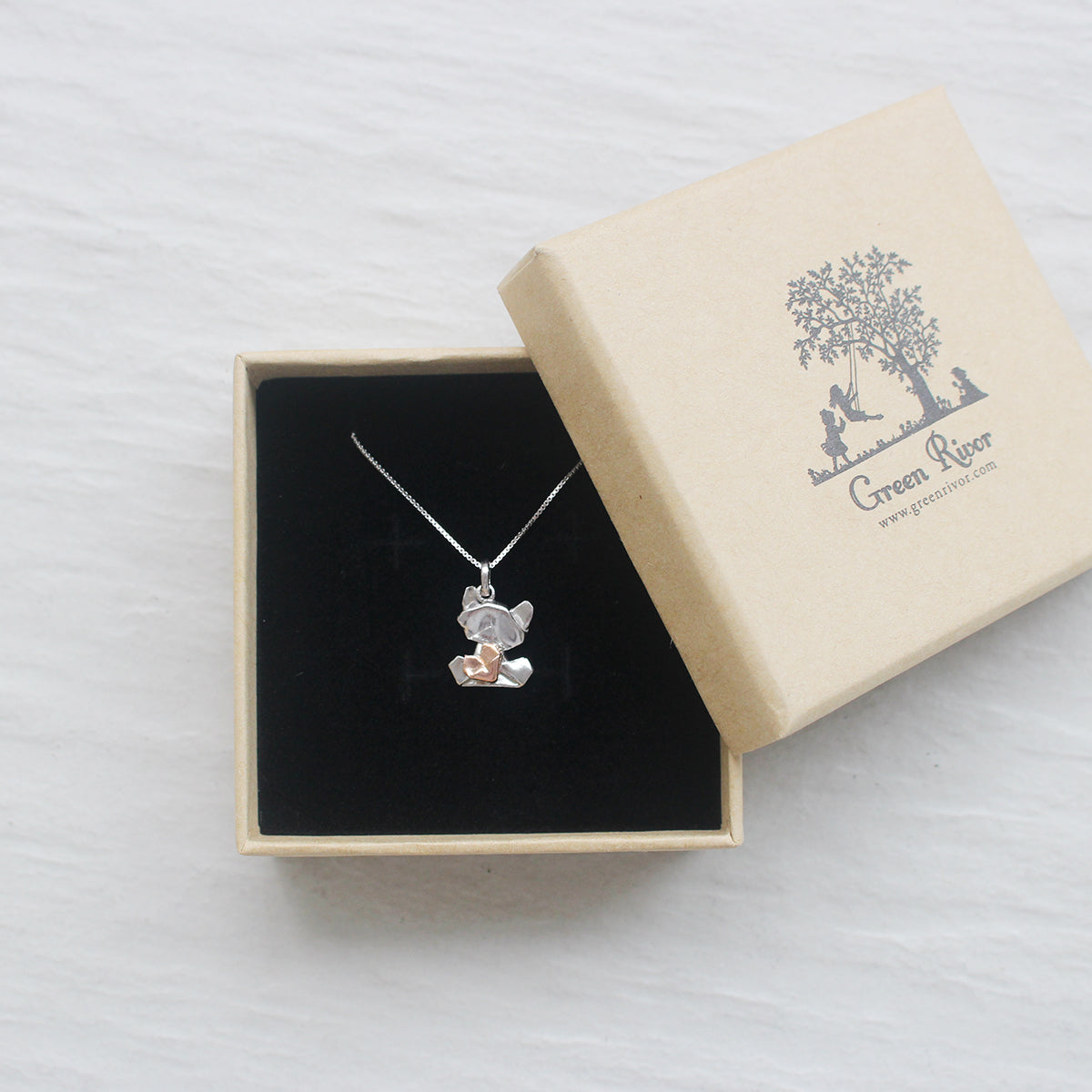 Bear My Love - 925 Silver Origami Bear My Love Necklace (Small/Silver/Gloss)