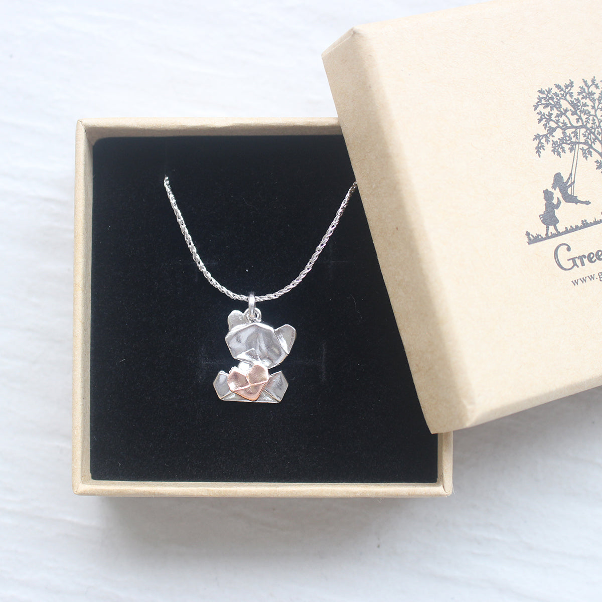 Bear My Love - 925 Silver Origami Bear My Love Necklace (Big/Silver/Gloss)