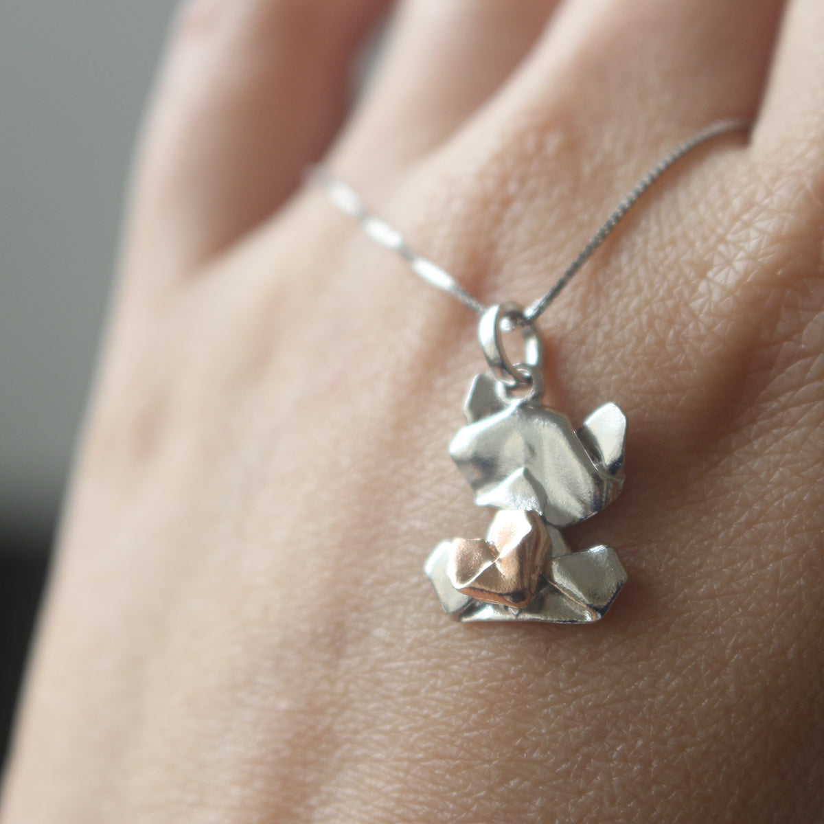 Bear My Love - 925 Silver Origami Bear My Love Necklace (Small/Silver/Gloss)