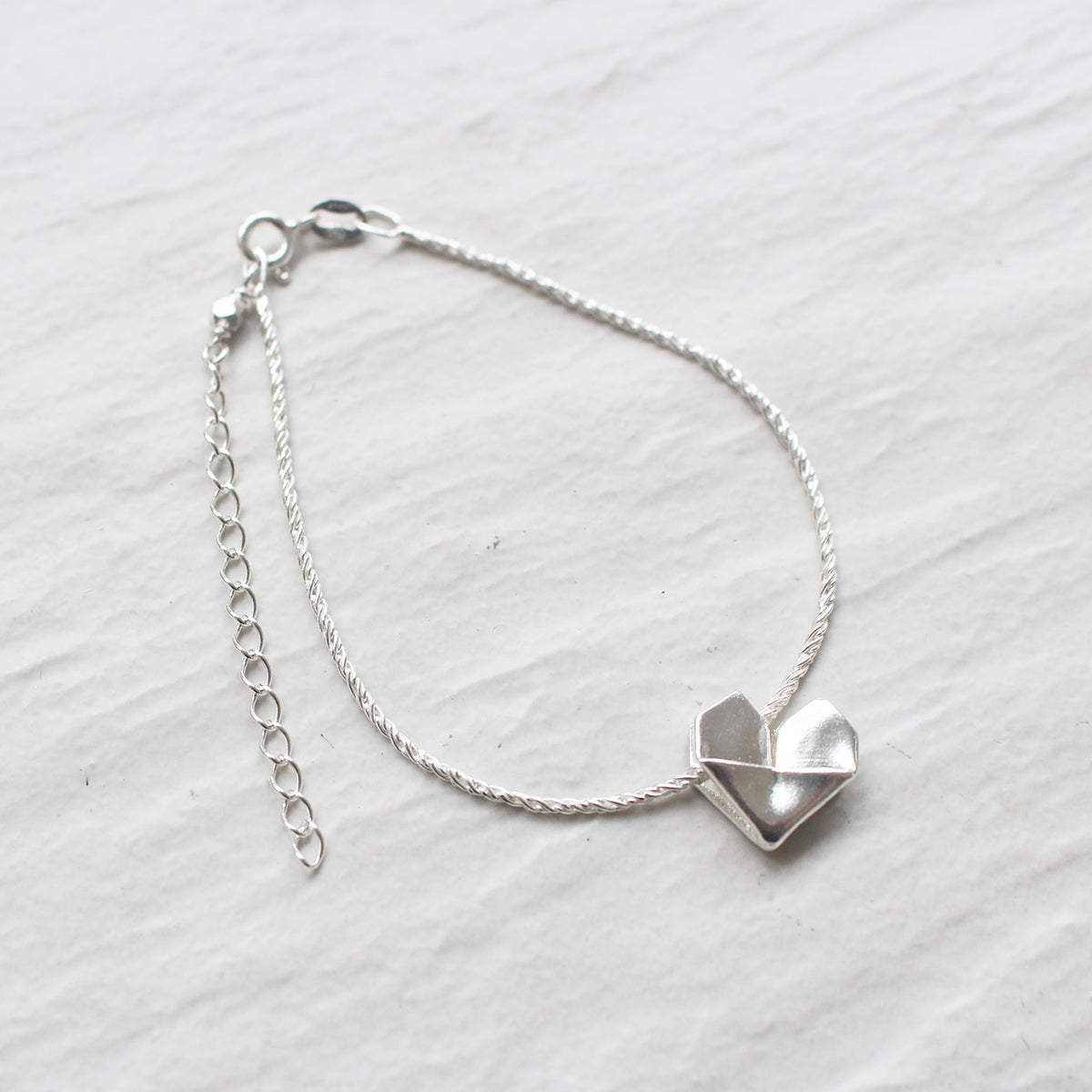925 Silver Origami Heart Hand Strap (Personalised)