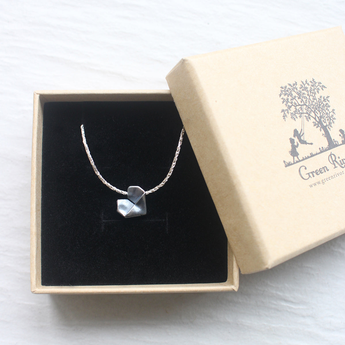 925 Black Silver Origami Heart Hand Strap (Personalised)