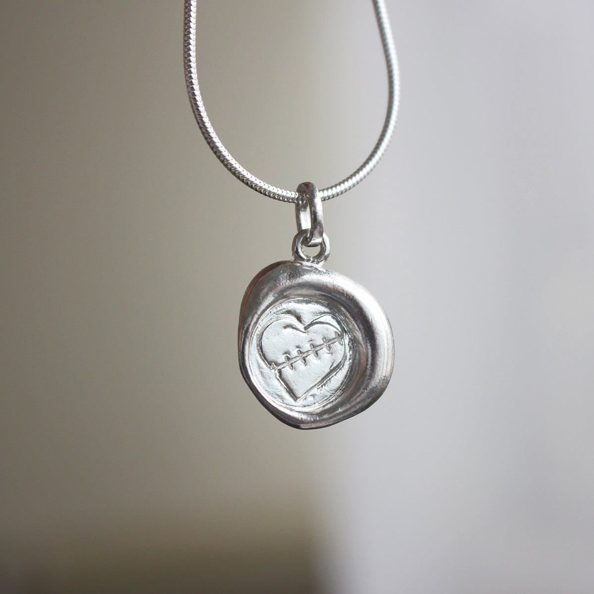 Healing Heart Sterling Silver Wax Seal Necklace