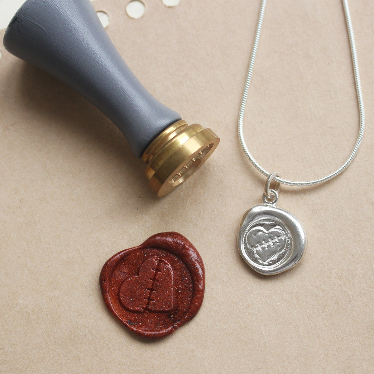 Healing Heart Sterling Silver Wax Seal Necklace