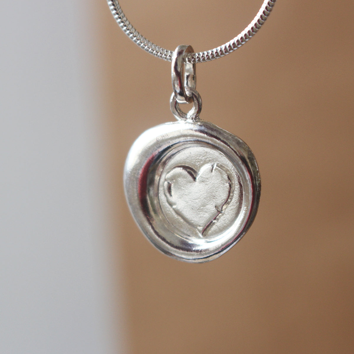 Love You Sterling Silver Wax Seal Necklace