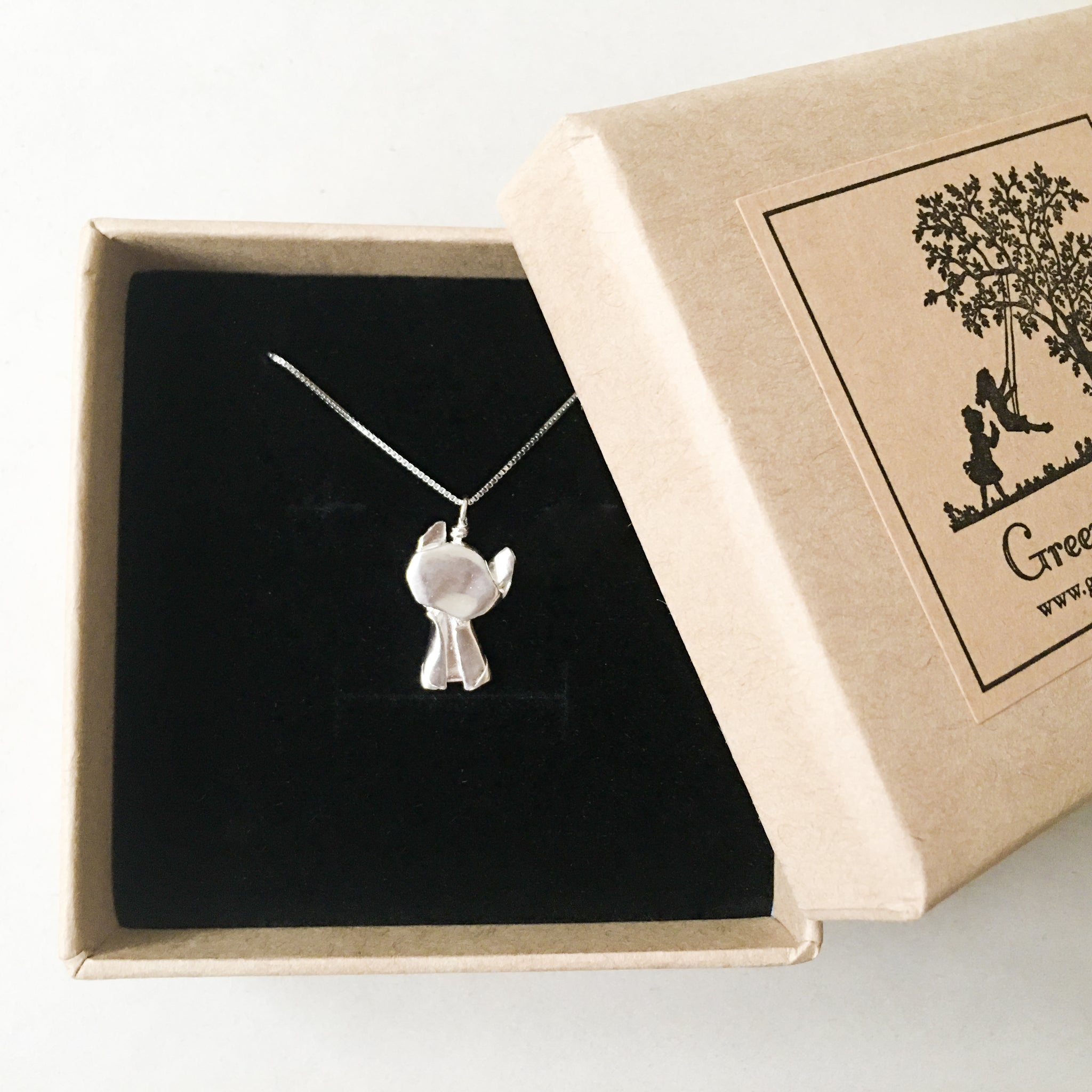 925 Silver Origami Cat (Small Size) Necklace