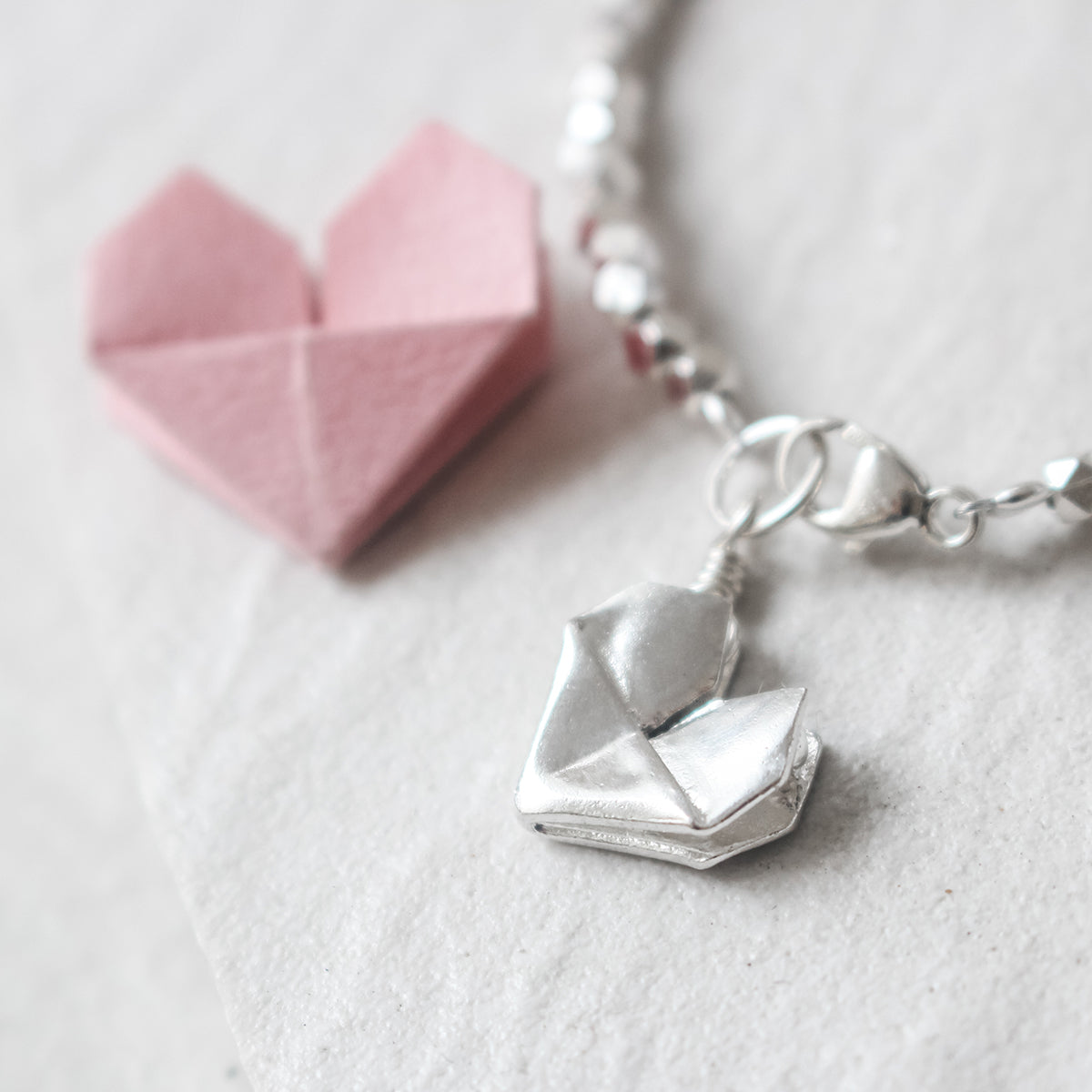 Silver Origami Heart Bracelet