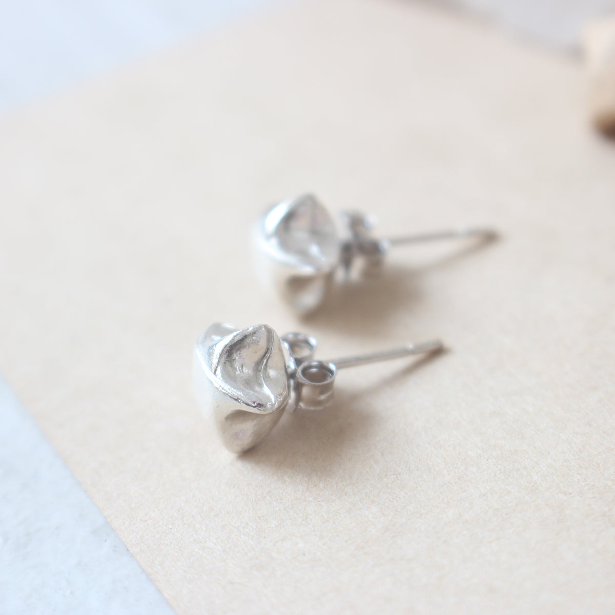 Lucky Star Origami Silver Stud Earrings/Silver Star Stud Earrings/Silver Paper Star Earrings