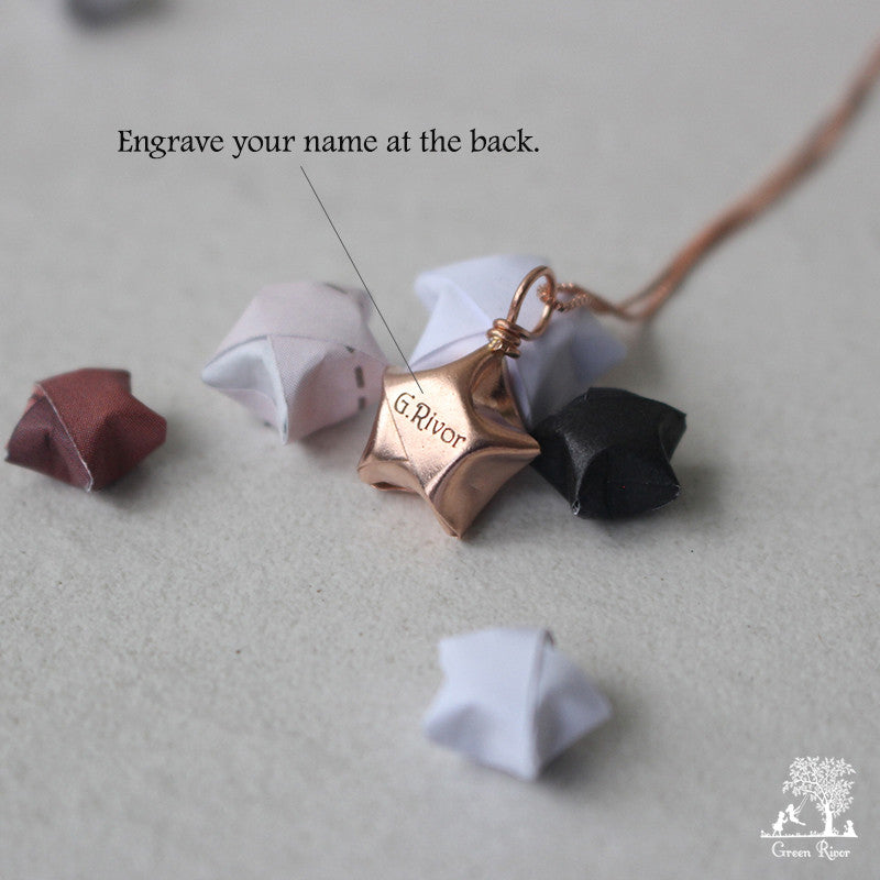 Rose Gold Plated Sterling Silver Origami Lucky Star Necklace
