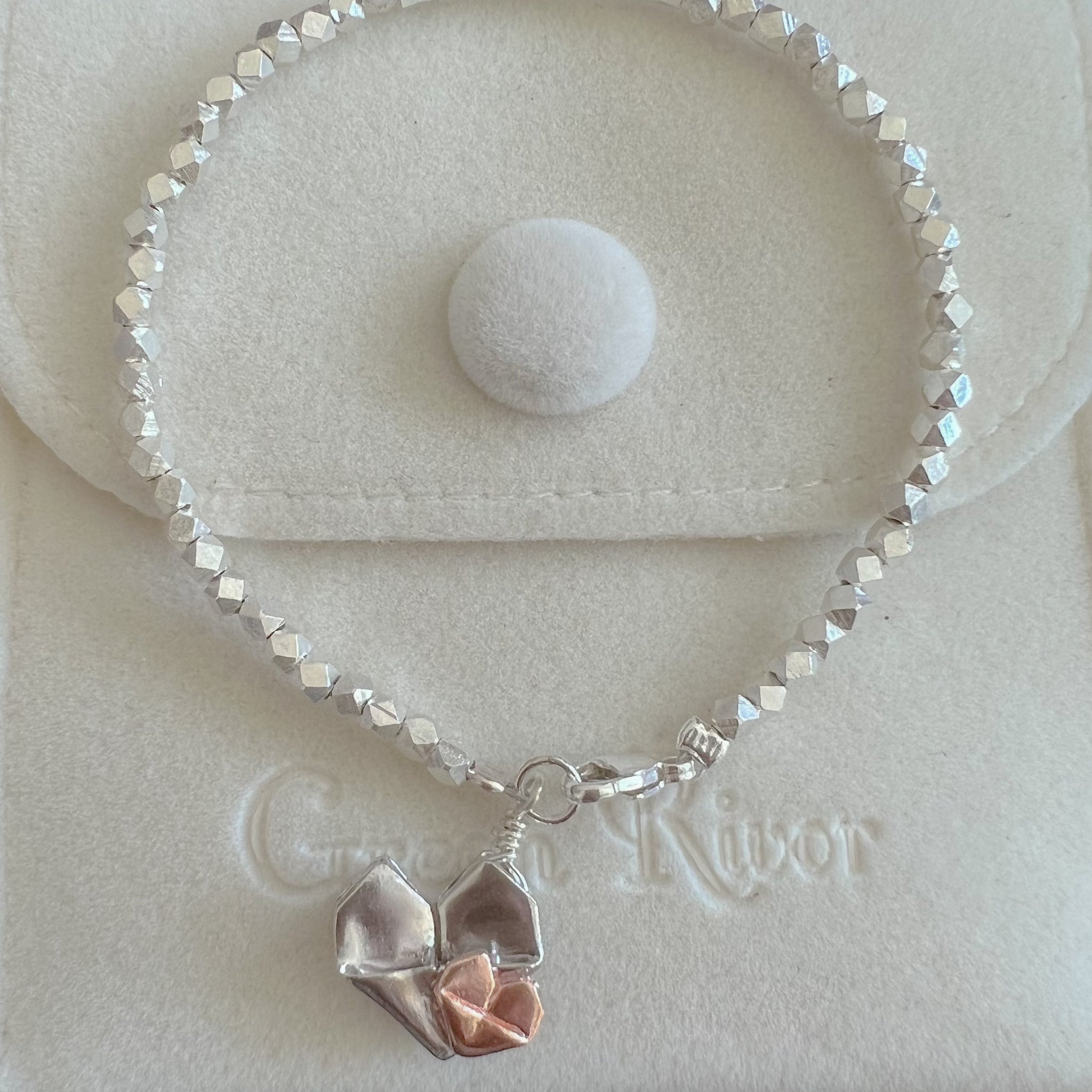 925 Silver Origami Big and Small Hearts Bracelet