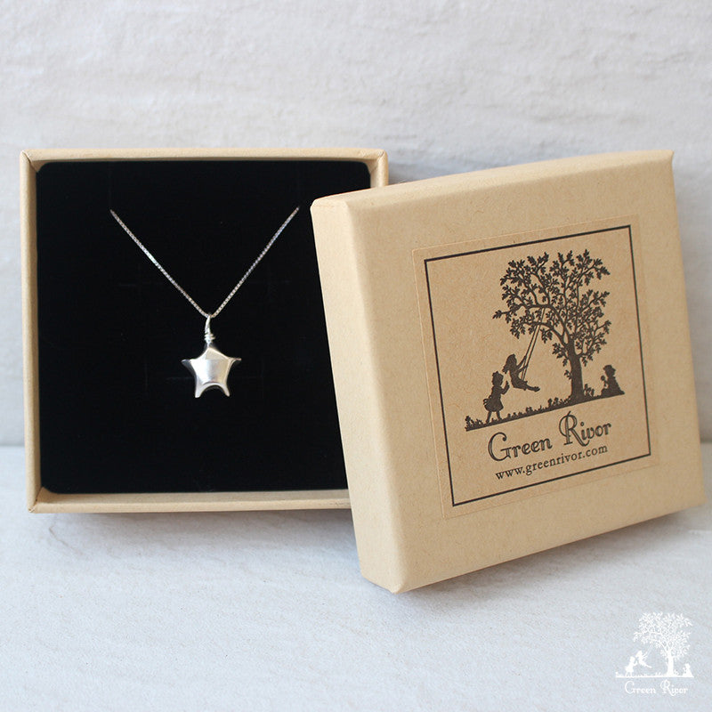Silver Lucky Star Necklace/Origami Star Silver Necklace/Paper Star Necklace
