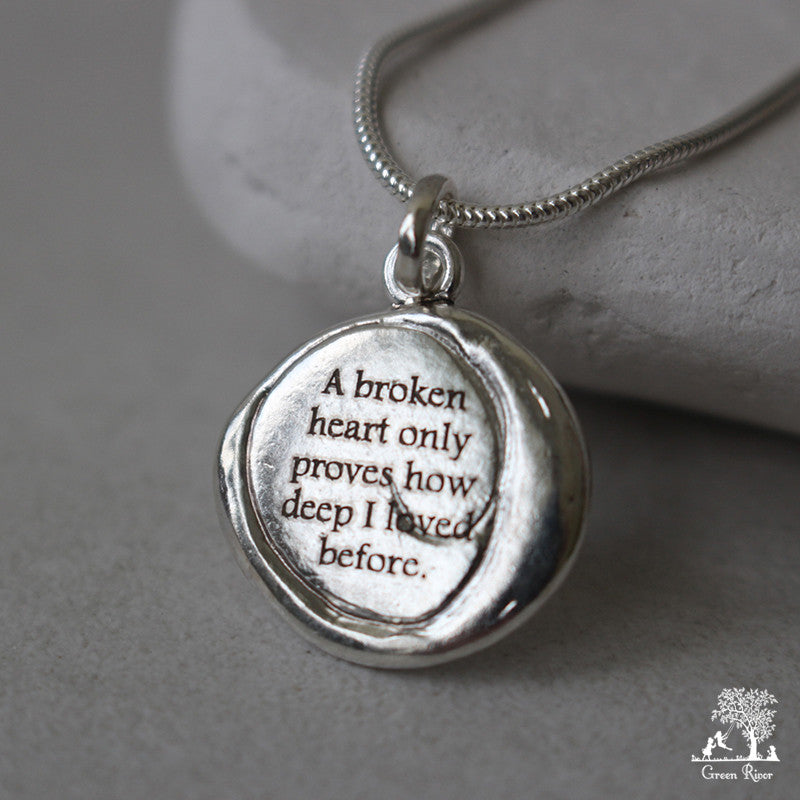 Broken Heart Sterling Silver Wax Seal Necklace