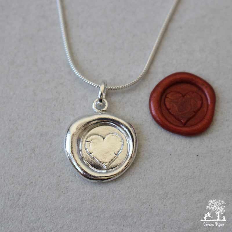Love You Sterling Silver Wax Seal Necklace