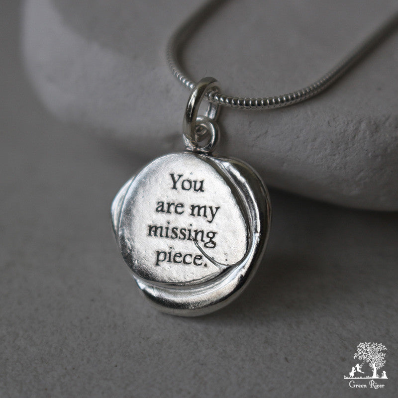 You Are My Missing Piece Sterling Silver Wax Seal Necklace
