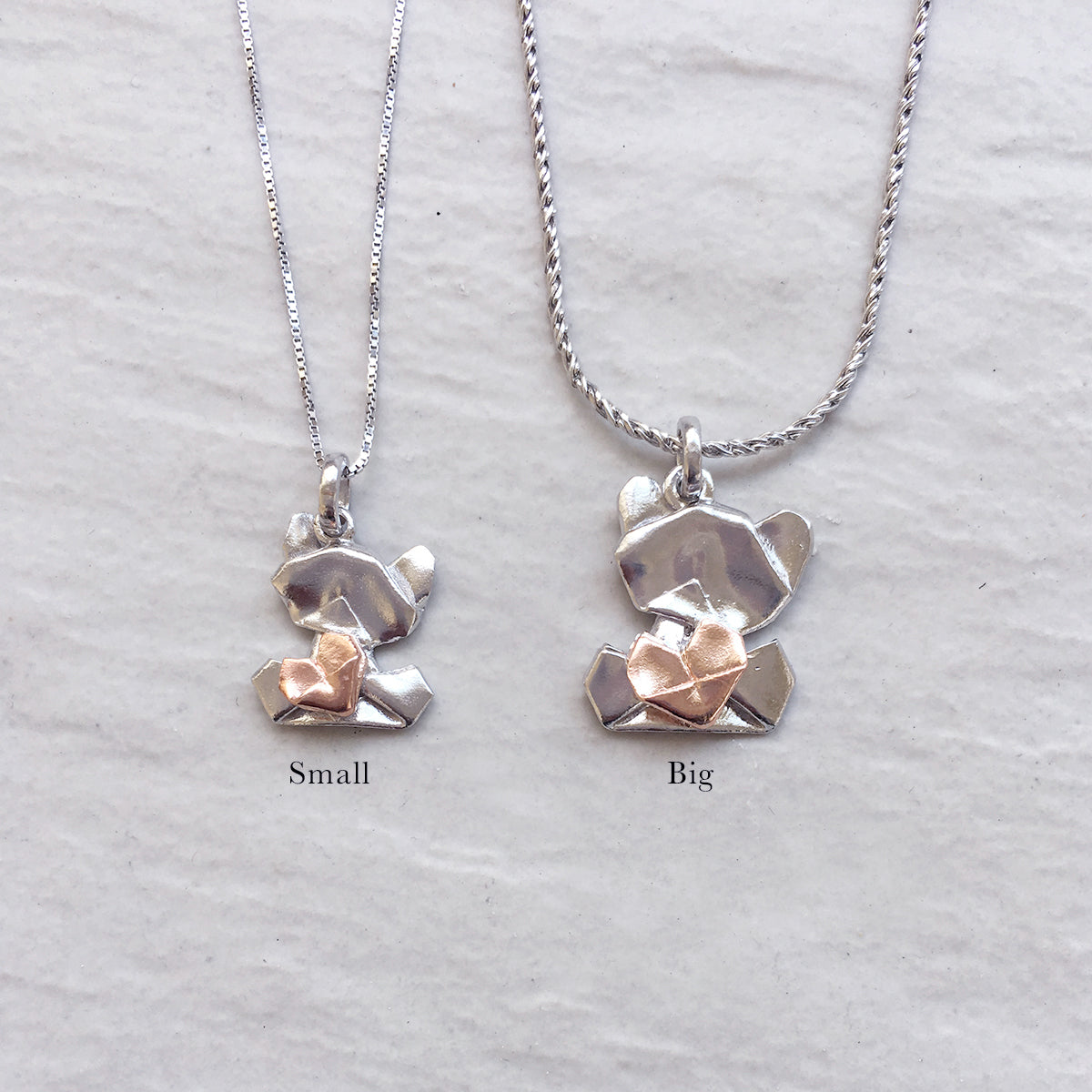 Bear My Love - 925 Silver Origami Bear My Love Necklace (Small/Silver/Gloss)
