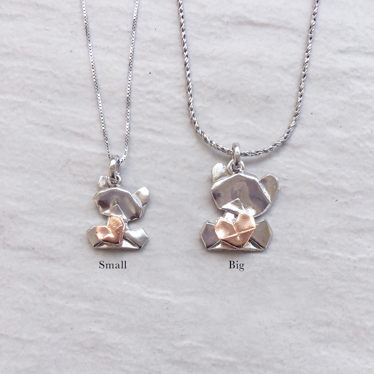 Bear My Love - 925 Silver Origami Bear My Love Necklace (Big/Silver/Gloss)