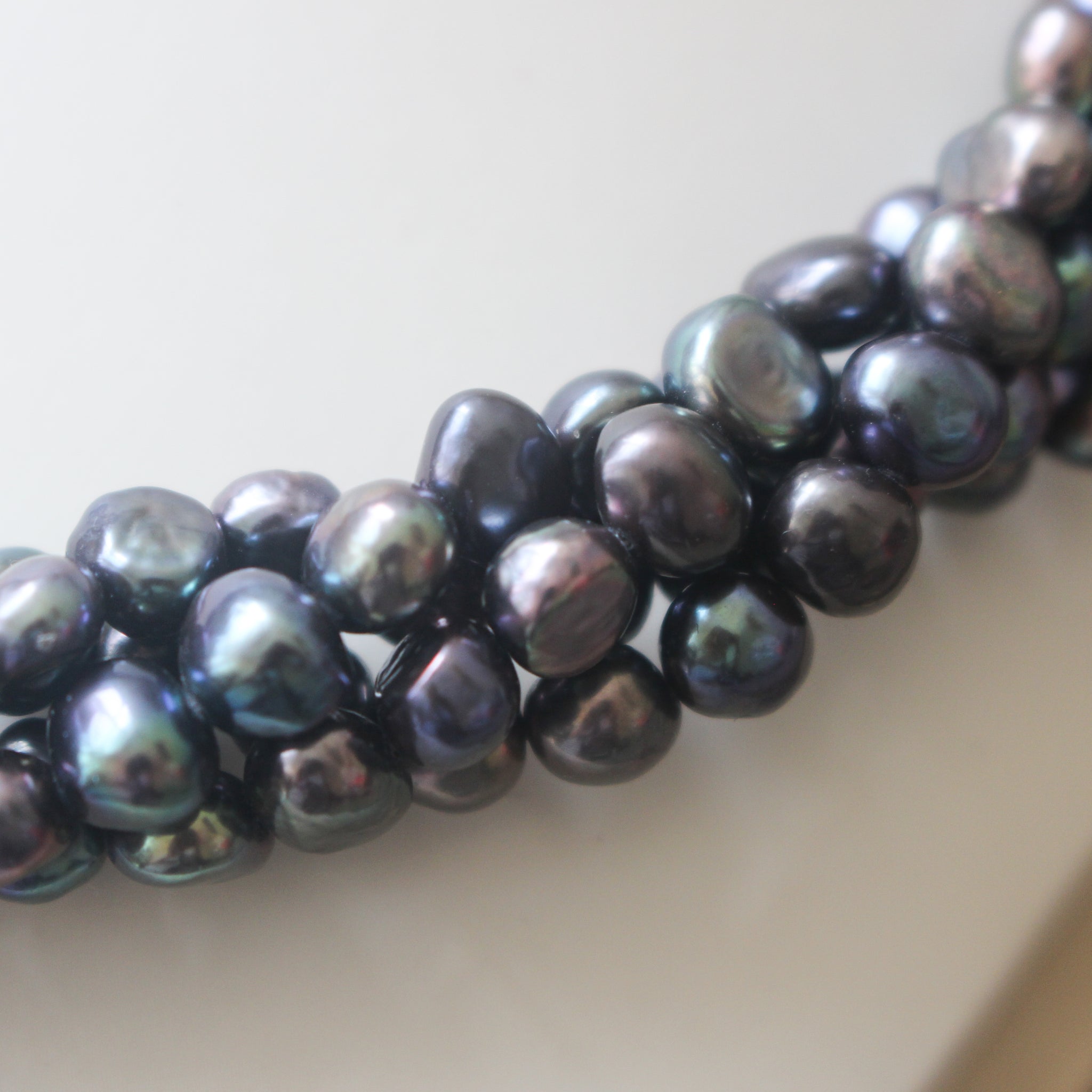 Dyed Black Freshwater Pearl Multi Layered Necklace
